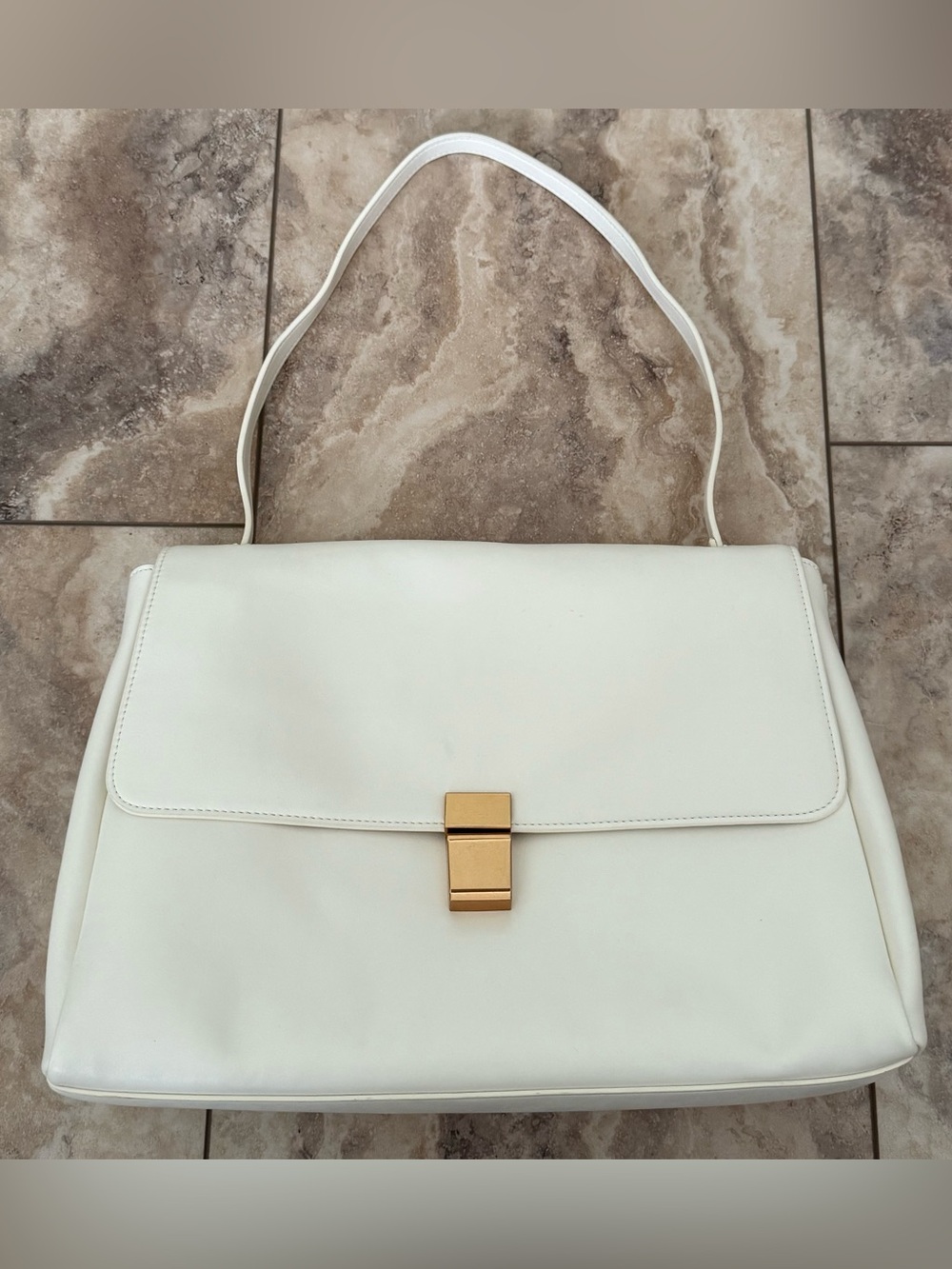 JW PEI White Hilary Shoulder Bag with Gold Hardware